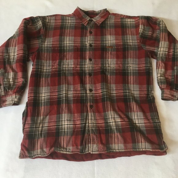 #74 Wolverine Boots & Gear Plaid Button Down Long Sleeve Men's Shirt Jacket Sz L - Picture 1 of 8